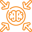Icon of a brain with arrows pointing inward