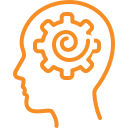 Icon of a head with a gear inside